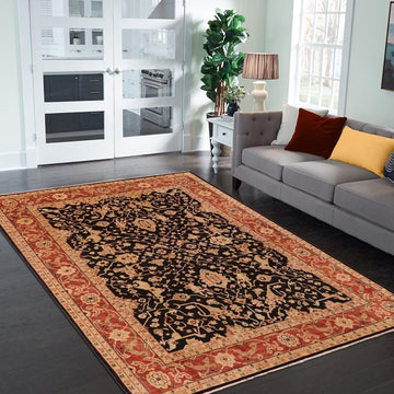 handmade Traditional Kafkaz Chobi Ziegler Black Rust Hand Knotted RECTANGLE 100% WOOL area rug 9 x 12